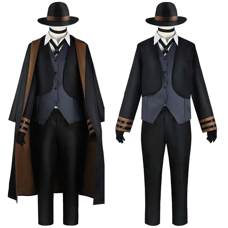 Disfraz de Nakahara Chuuya, incluye sombrero, uniforme, gabardina, pantalones, trajes de talla grande, fiesta de Halloween para Comic Con