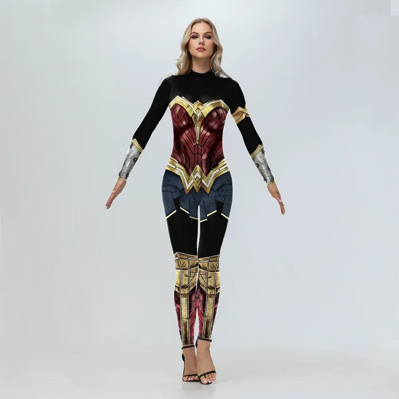 Disfraz de maravilla de la justicia para mujer, traje de película para fiesta, mono Sexy, trajes Zentai puesta en escena de supermujer