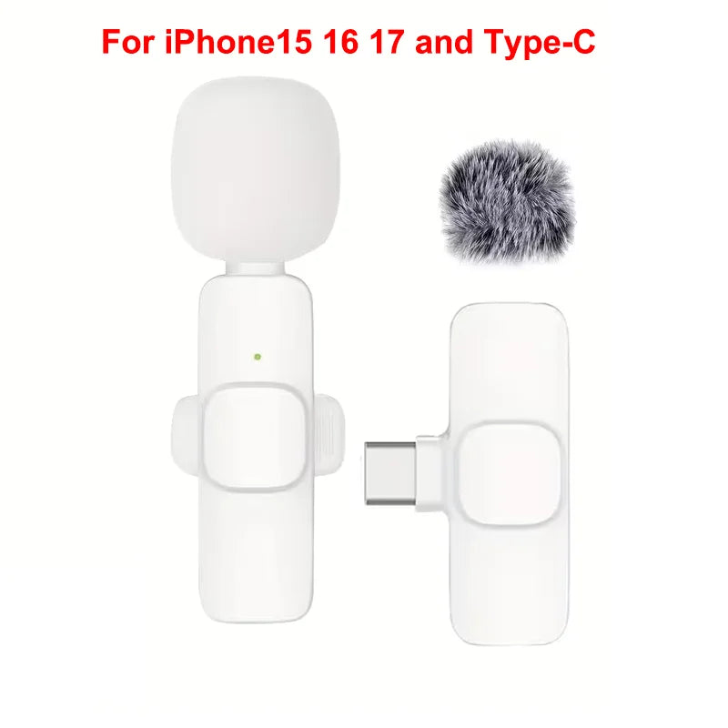 Micrófono Lavalier inalámbrico Mini USB-C micrófono para iPhone 15/16/17 Android transmisión en vivo entrevistas regalos de navidad