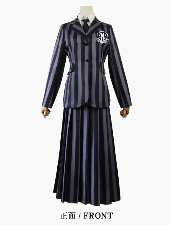 Anime Addams Cosplay Wednesday Costume Suit Dress Vest College School Uniforms Girl Women Christmas Clothing Wig Costume