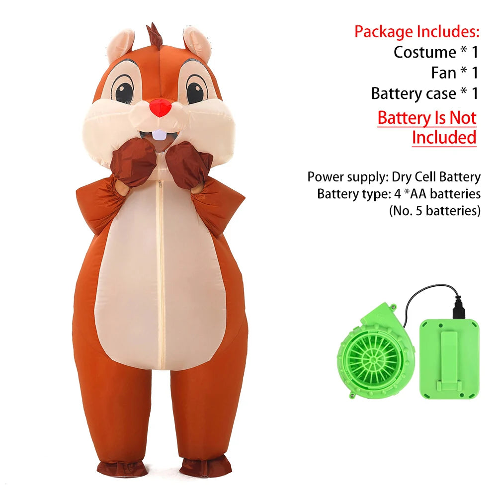Inflatable Squirrel Costume for Adult Blow Up Costume Outfits Funny Animal Suit for Halloween Cosplay Props Outfit Suit