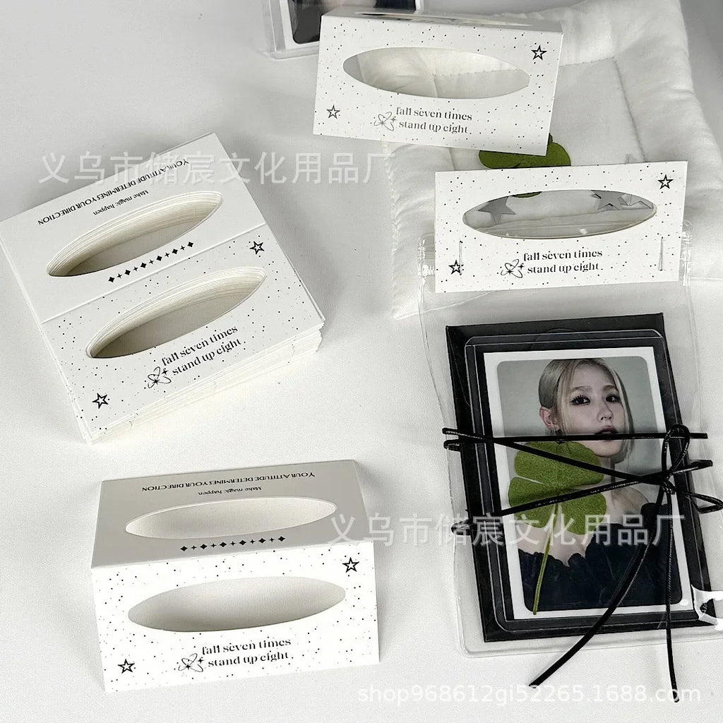 10pcs/set Aesthetic Black White Cut-Out Card Holder Ins Style Greeting Card Kit  Mini DIY Gift Packaging with Fold-Over Design