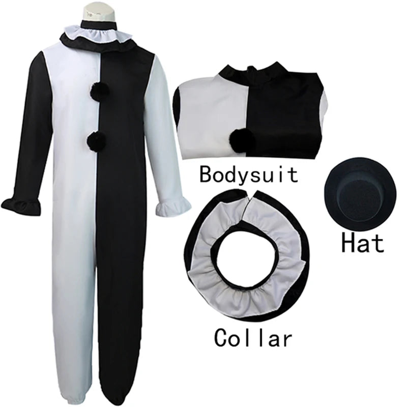 Adults Children Terrifier 2 Art The Clown Cosplay Costume Jumpsuit Hat Mask Outfits Halloween Carnival Suit Scary Movie Cosplay