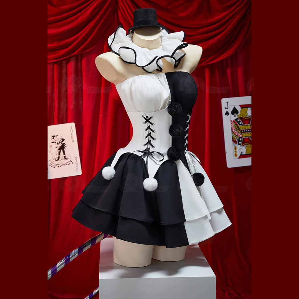 Art The Clown Cosplay Terrifier Cosplay Costumes Women Sexy Black White Dress Socks Gloves Suit Halloween Carnival Party Clothes