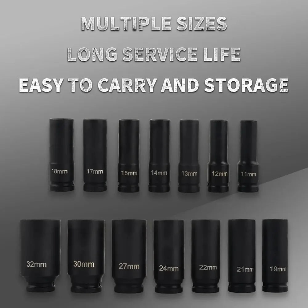 1/2" Drive Deep Impact Socket Drive Metric Wrench Socket Deep Impact Socket Pneumatic Wrench Head Tire Removal Tools