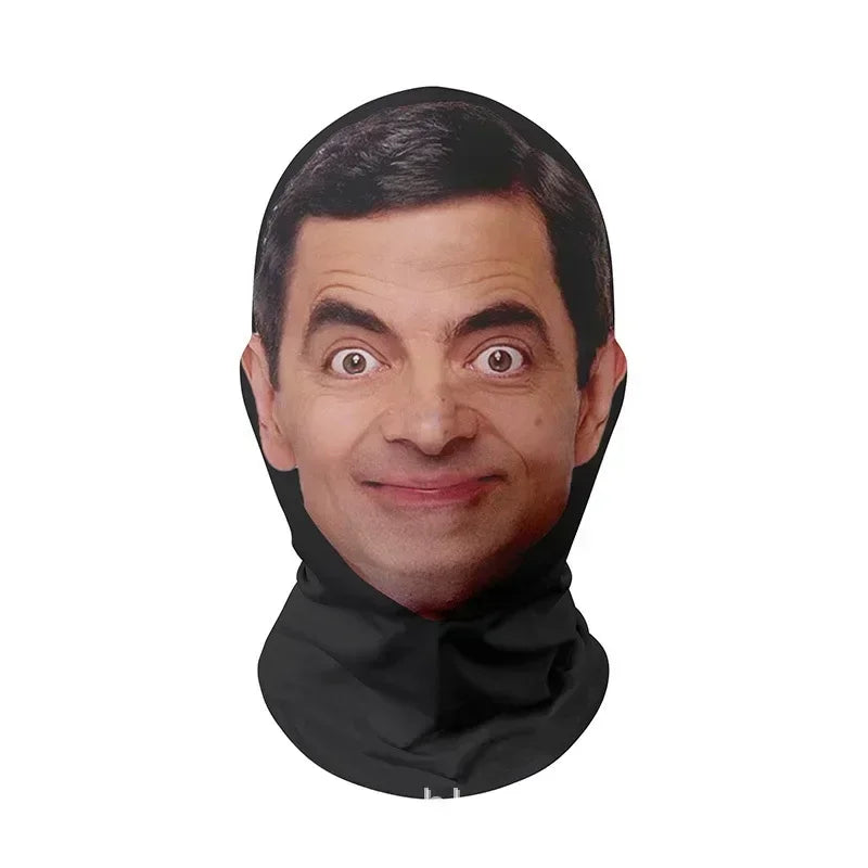 Divertida máscara facial completa con estampado 3D, máscaras faciales de celebridades, malla elástica, accesorios para fiesta de Halloween, pasamontañas, cubiertas para la cabeza