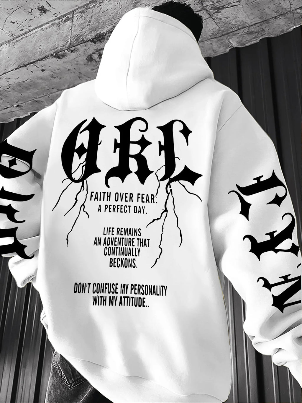 Gothic Font Versatile Street Men Women Pullover Hoodie Casual Loose Sport Hip-hop Y2K Autumn Winter Adult Sweatshirt Top Clothes