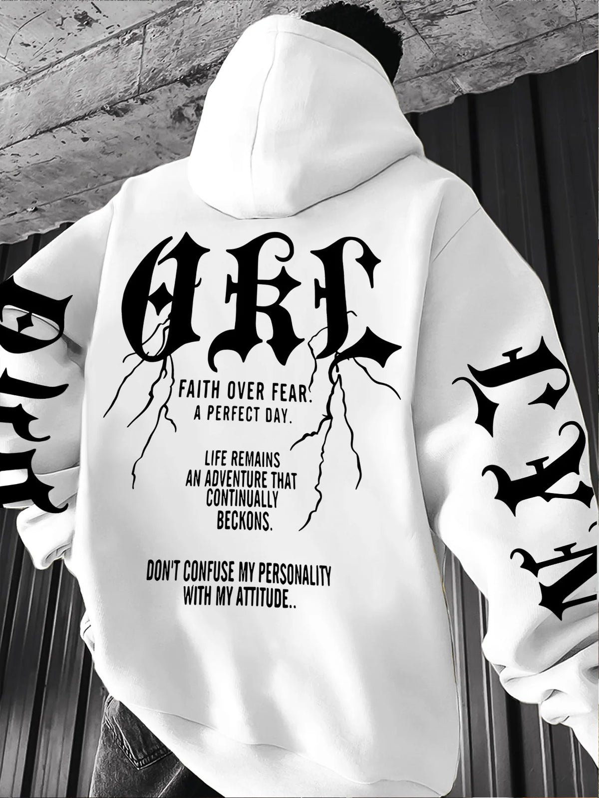 Gothic Font Versatile Street Men Women Pullover Hoodie Casual Loose Sport Hip-hop Y2K Autumn Winter Adult Sweatshirt Top Clothes