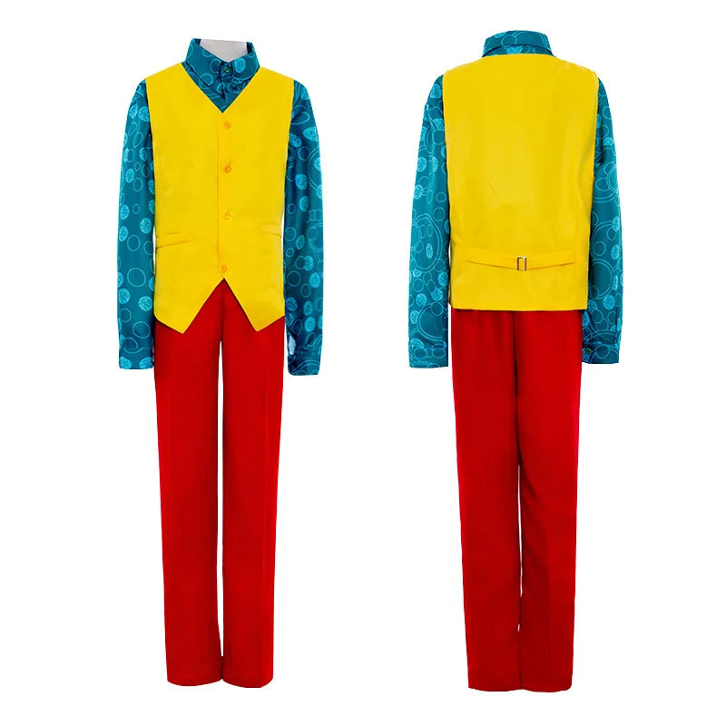 oker Conjunto de disfraces de cosplay - Joaquin Phoenix Arthur Fleck Clown Traje bañado en rojo con peluca verde - Conjunto de uniforme personalizado