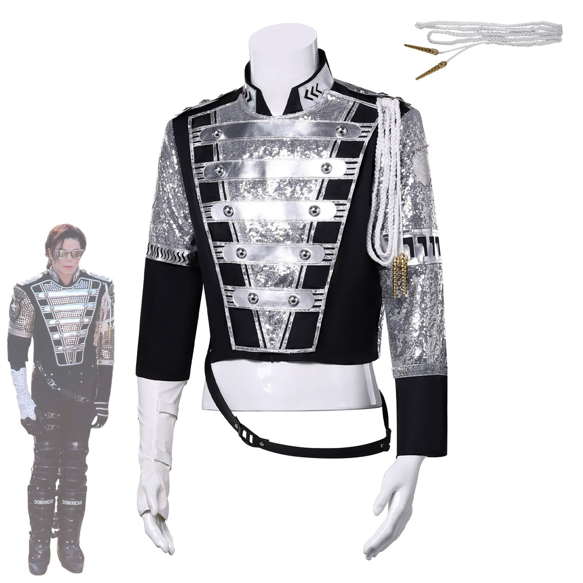 Michael MJ Punk Cosplay Jackson chaqueta militar Cool Gaorgeous Teaser abrigo plateado prendas de vestir exteriores para la película de colección