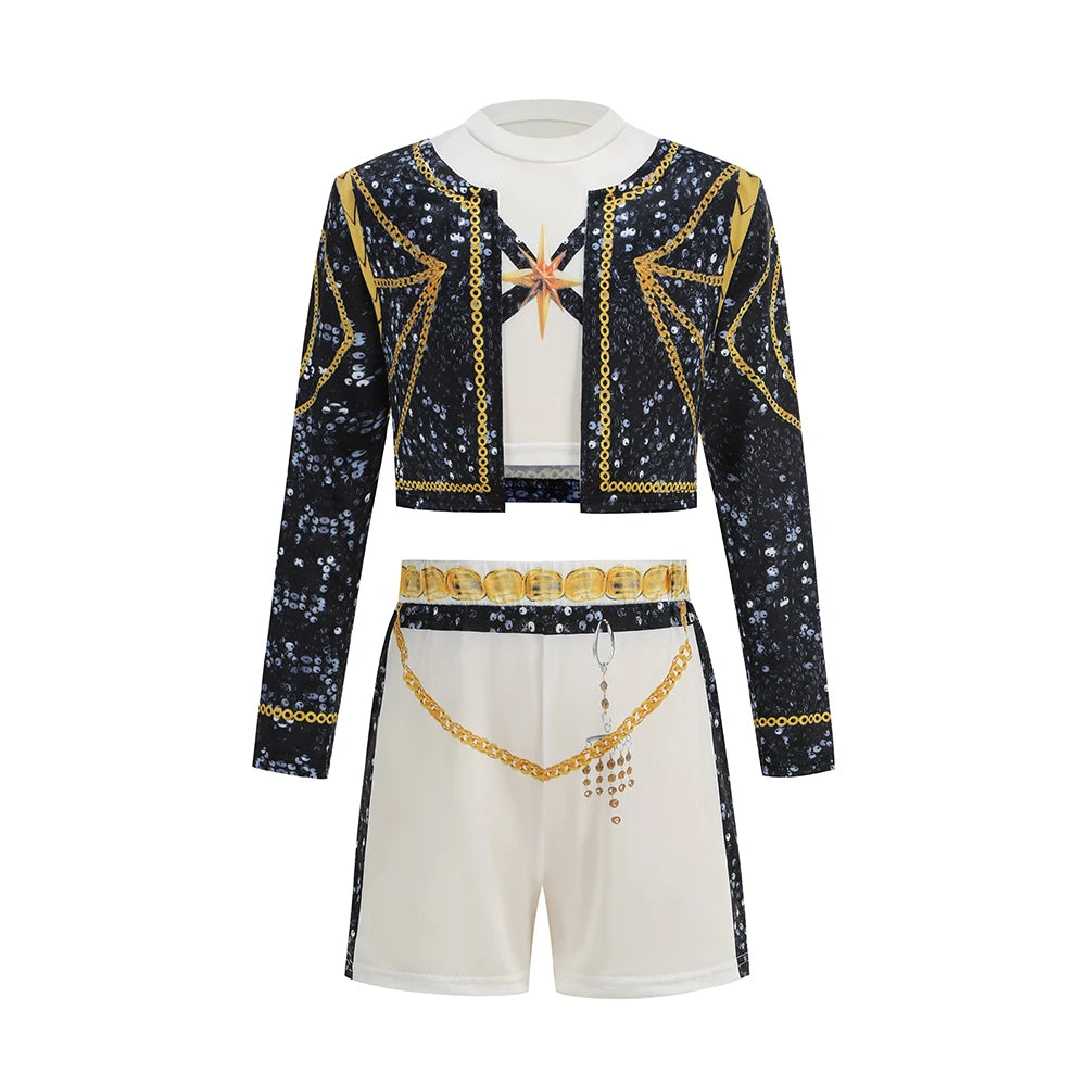 Disfraz de Halloween para niña, ropa de espectáculo de moda de cantante Pop, puesta en escena, uniforme de vestir, disfraces de fiesta para espectáculo infantil, 3 uds.