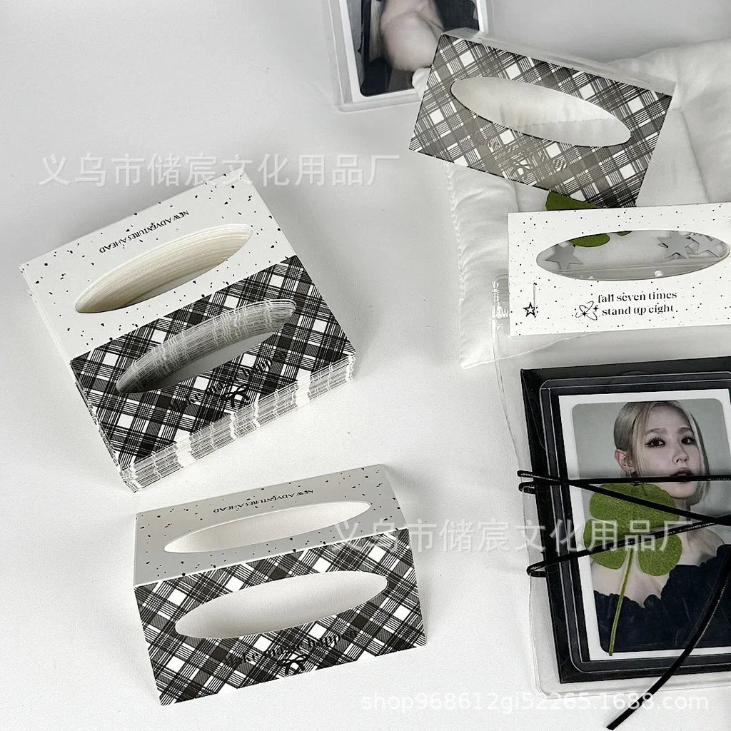 10pcs/set Aesthetic Black White Cut-Out Card Holder Ins Style Greeting Card Kit  Mini DIY Gift Packaging with Fold-Over Design