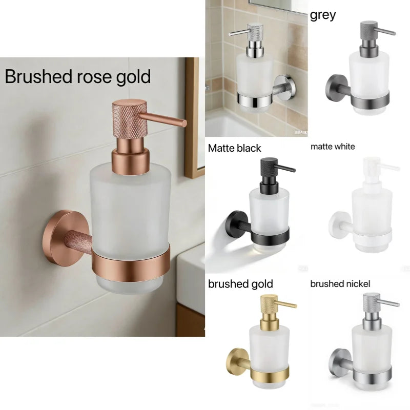 Brushed Rose Gold Bathroom Accessories Hardware Stainless Steel Material Wall Mount Cleaning Tool Soap Dispenser Seven Colors
