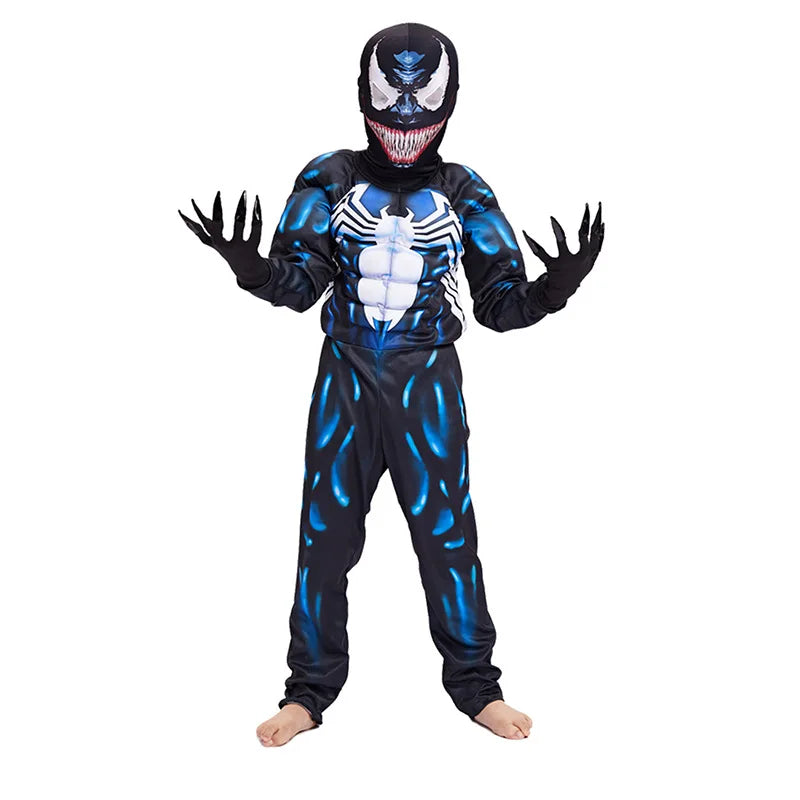 Superhero Black Spider Venom Costume Ghost Costume Onesie 3D Spandex Unisex Jumpsuit Bodysuit Halloween Cosplay
