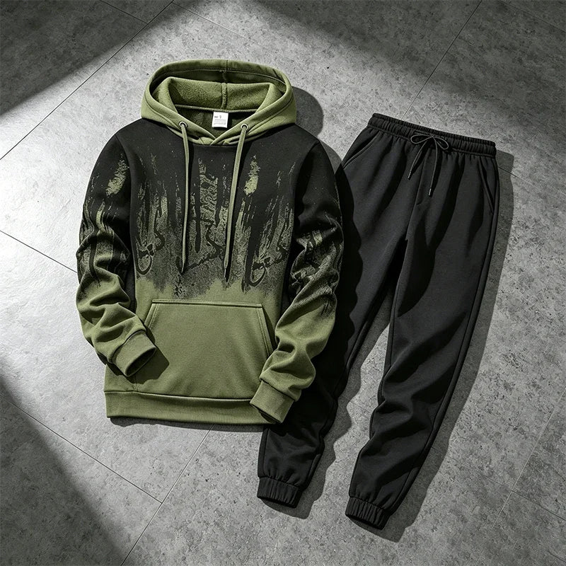 2026 New in Men's Set Hoodies and Sweatpants Fall&winter Daily Casual Sports Jogging Suit Urban Fashion Hooded Sweatshirt Outfit