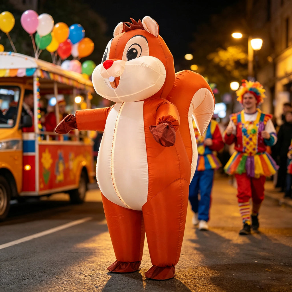 Inflatable Squirrel Costume for Adult Blow Up Costume Outfits Funny Animal Suit for Halloween Cosplay Props Outfit Suit