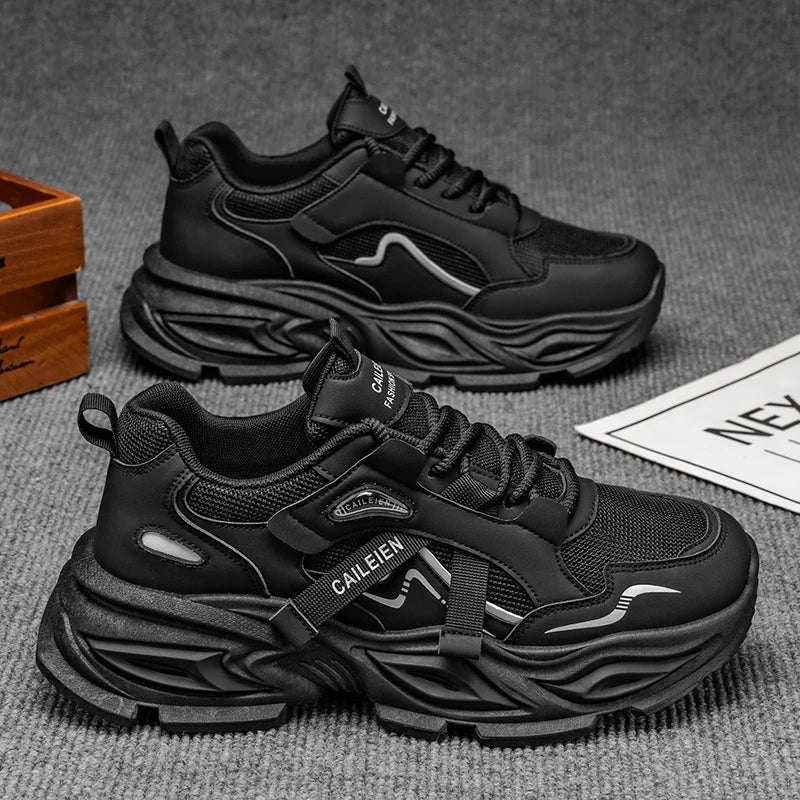 Men's Thick sole casual sneakers four seasons breathable lightweight soft-sole outdoor running shoes students speed sports shoes