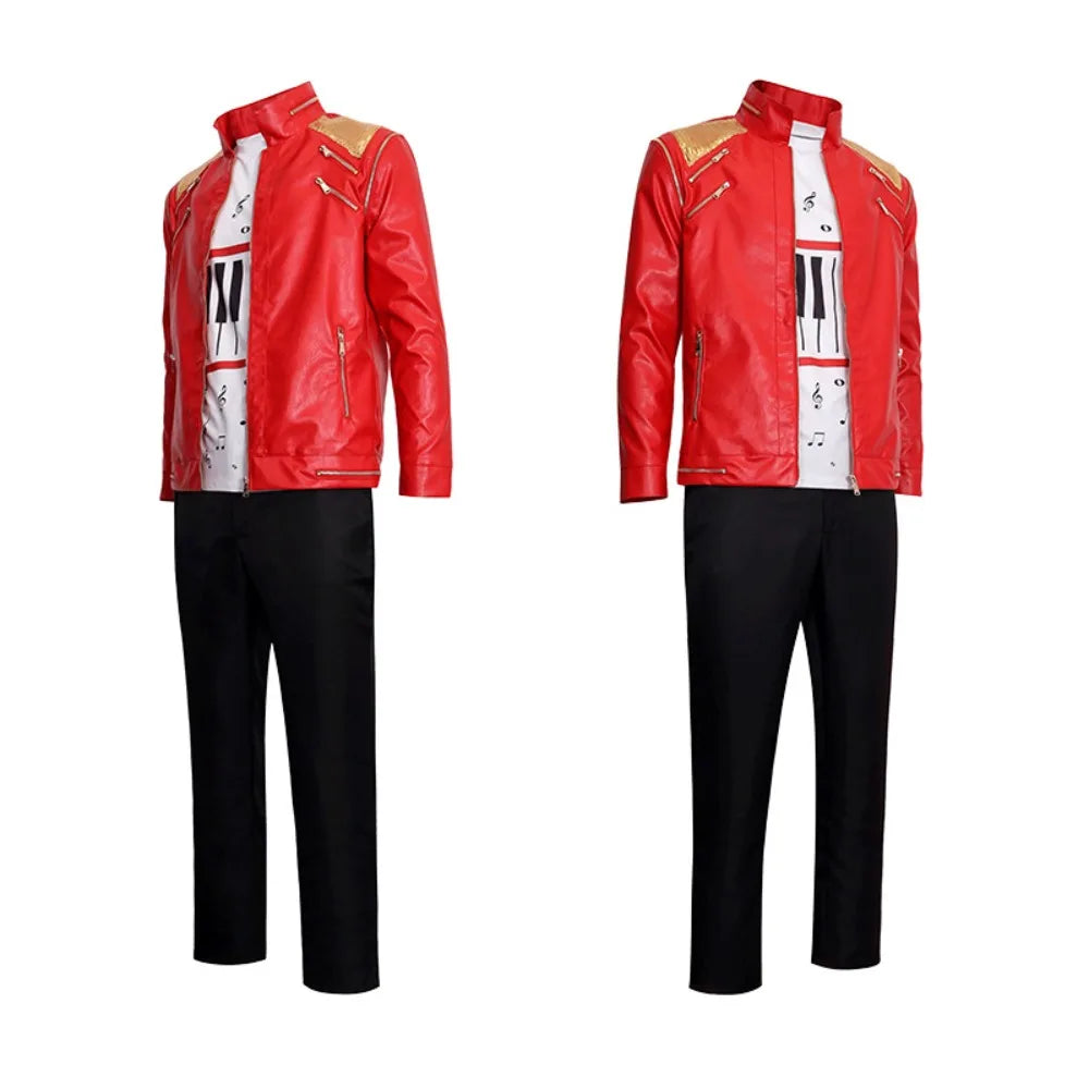 Punk rojo cremallera Michael Beat It disfraces de imitación chaqueta de estilo de moda prendas de vestir abrigo Casual traje de escenario de Navidad de Halloween