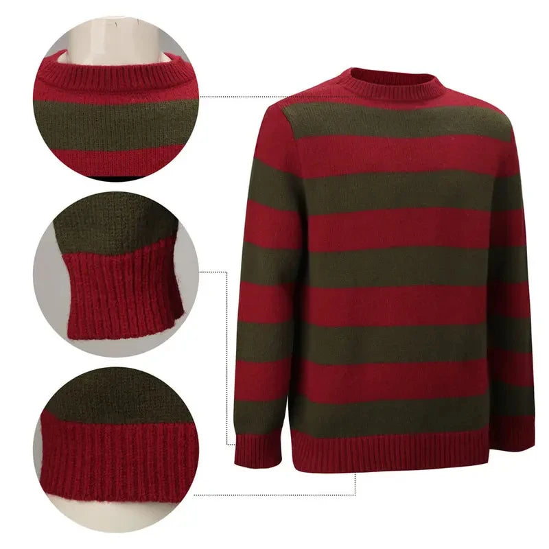 H * Takerlama Freddy disfraz de Halloween para adulto suéter rojo Krueger película de terror Fiesta Temática carnaval TopLO"
