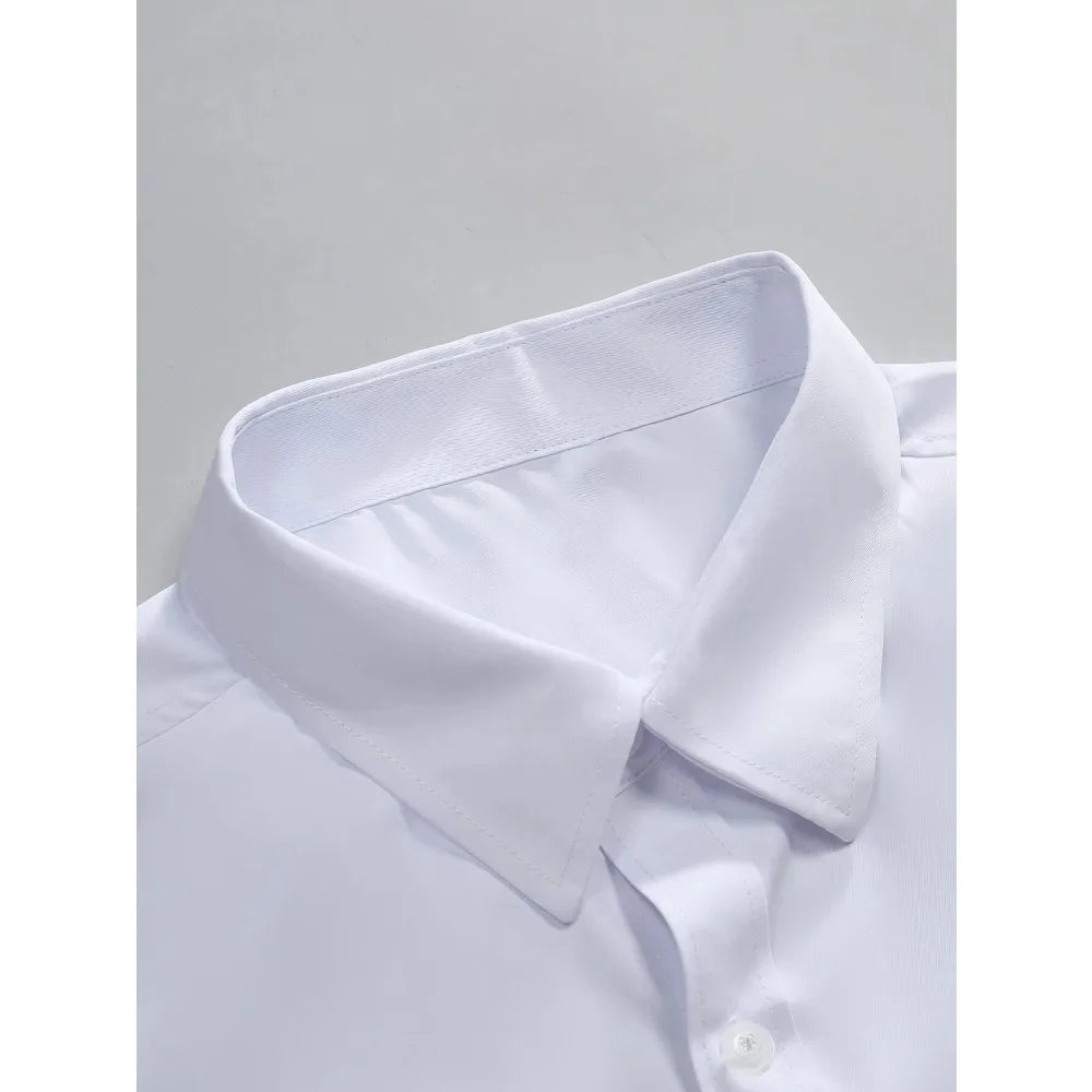 2025 Men's Shirt Brand New Solid Color Long Sleeve Smart Casual Four Season Elastic Male Business Shirts