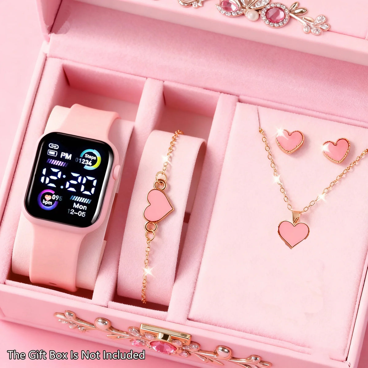 Juego de 6 piezas de reloj electrónico de moda, collar, pendientes, anillo para adolescentes, niños y niñas, la mejor opción para amigos