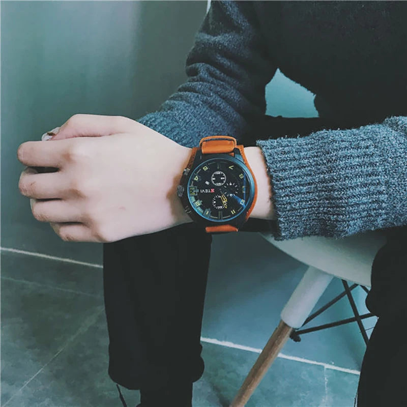 UTHAI BK94 Blue Glass Large Dial Men Watches Fashion European and American Trend Personality Student Quartz Watch