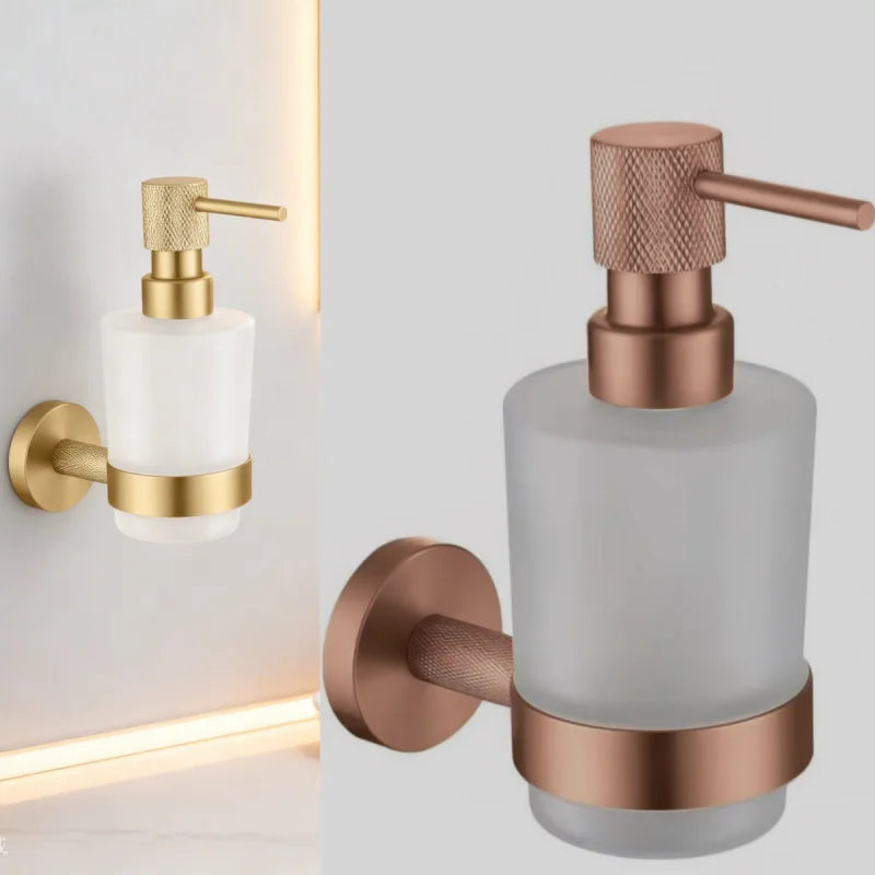 Brushed Rose Gold Bathroom Accessories Hardware Stainless Steel Material Wall Mount Cleaning Tool Soap Dispenser Seven Colors