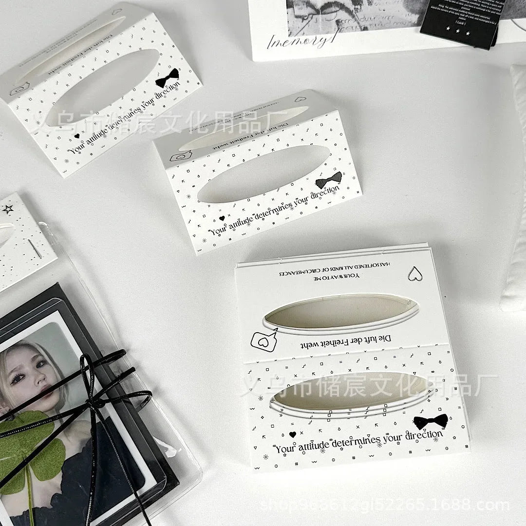 10pcs/set Aesthetic Black White Cut-Out Card Holder Ins Style Greeting Card Kit  Mini DIY Gift Packaging with Fold-Over Design
