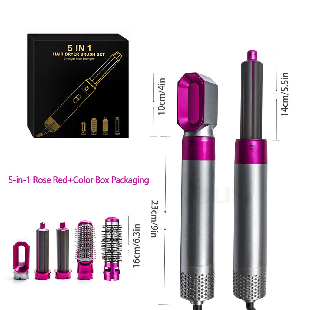 LUXLOCK 5-in-1 Hair Styling Kit Multi-Function Curling Iron Straightener Hot Air Brush Quick Styling Hair Care Beauty Tools