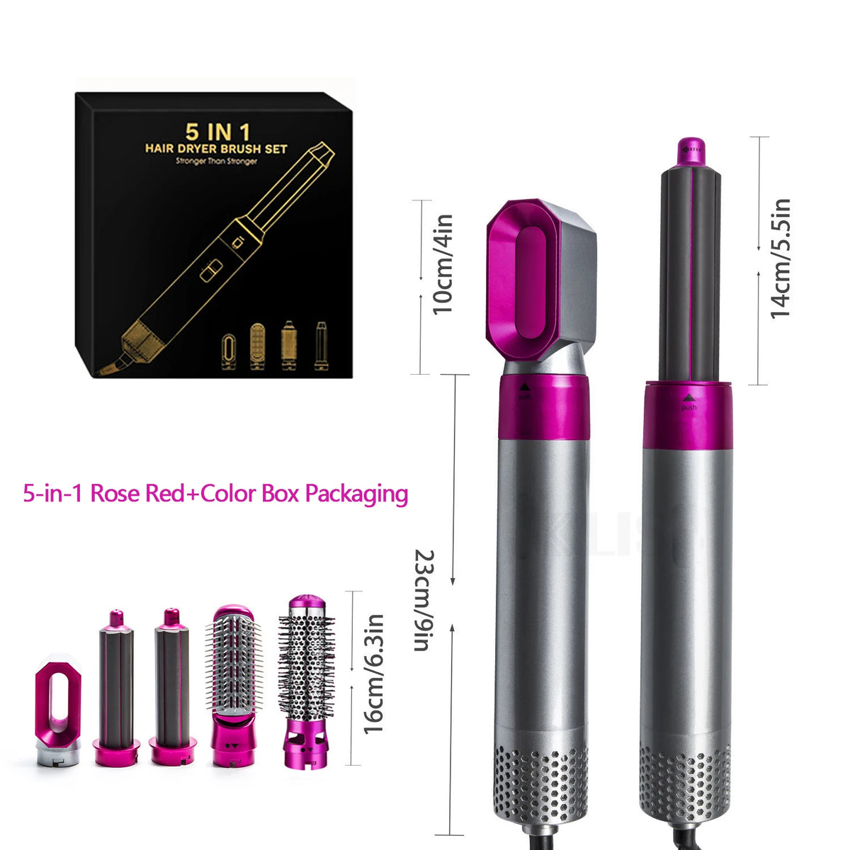 LUXLOCK 5-in-1 Hair Styling Kit Multi-Function Curling Iron Straightener Hot Air Brush Quick Styling Hair Care Beauty Tools