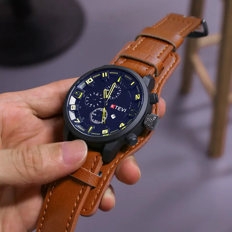 UTHAI BK94 Blue Glass Large Dial Men Watches Fashion European and American Trend Personality Student Quartz Watch