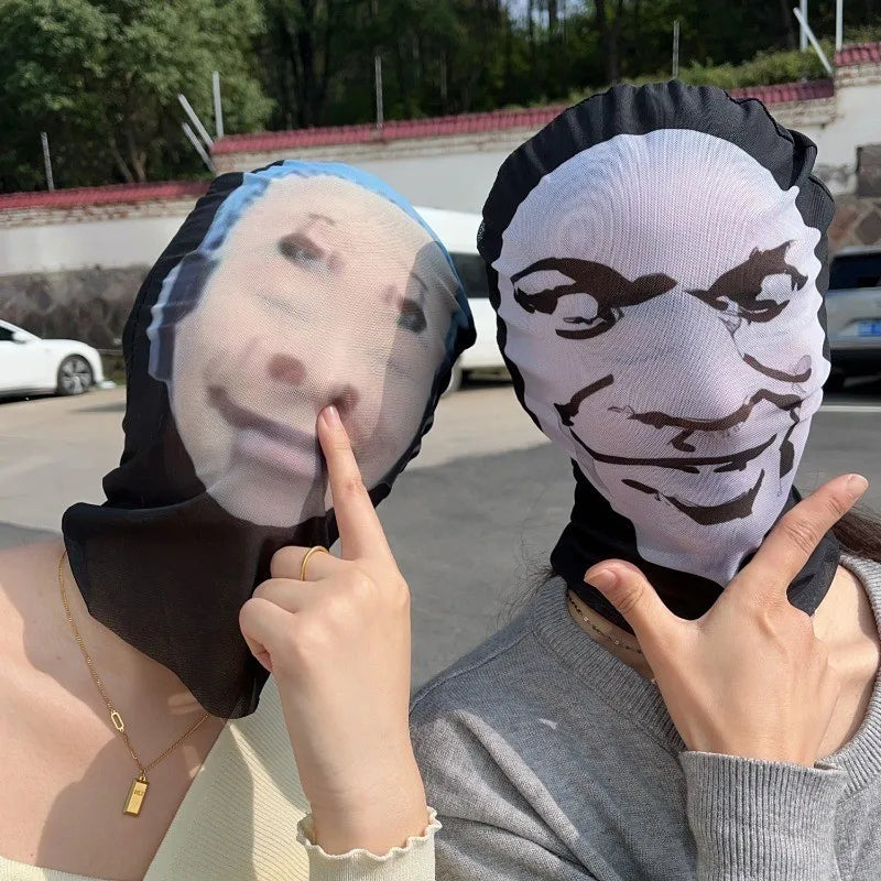 Divertida máscara facial completa con estampado 3D, máscaras faciales de celebridades, malla elástica, accesorios para fiesta de Halloween, pasamontañas, cubiertas para la cabeza