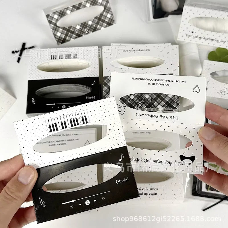 10pcs/set Aesthetic Black White Cut-Out Card Holder Ins Style Greeting Card Kit  Mini DIY Gift Packaging with Fold-Over Design