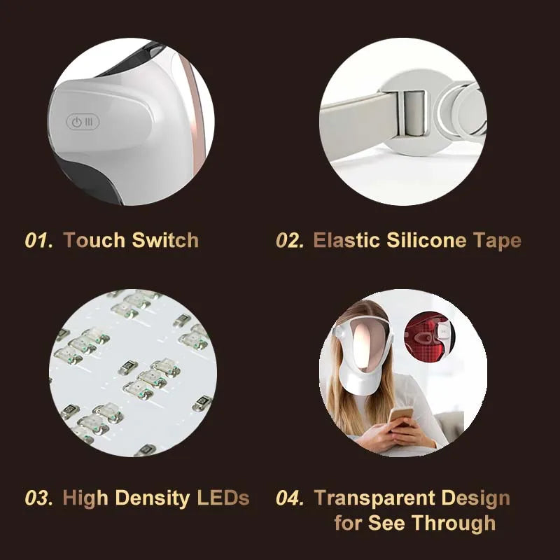 807 Nano lámpara LED máscara facial con terapia de luz LED 3 colores terapia de luz roja máscara antienvejecimiento cara completa con cuello belleza salud