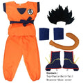 Trajes de Halloween para niños y adultos, Son Goku Gui, Carnaval, Anime, disfraces de vacaciones, peluca de muñeca de cola, vestido azul dorado para niños