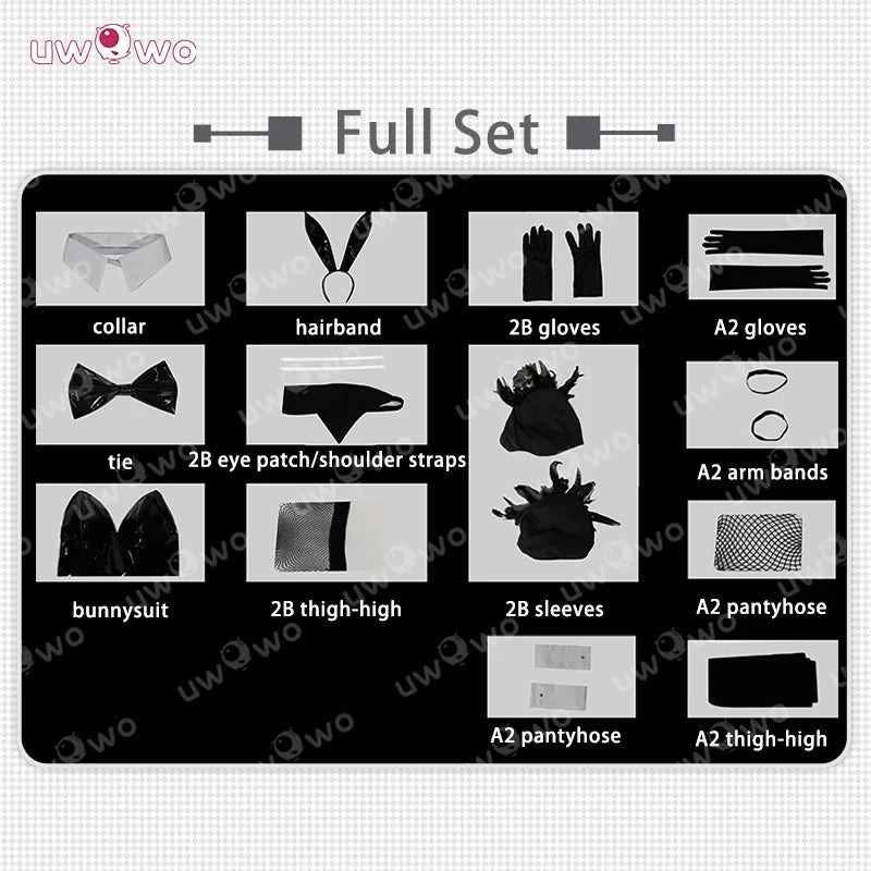 UWOWO Collab Series: A2/2B Bunnysuit Cosplay Costume Game Cosplay No.2 Cosplay Full Set Halloween Costumes YMK3K2