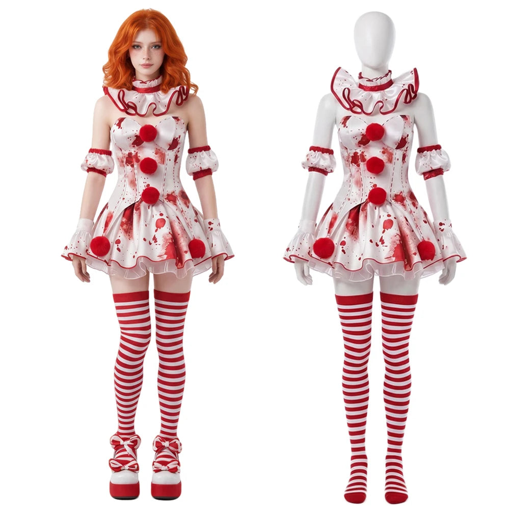 Cosplay Art Clown Costume Full Set Movie Terrifier 4 Stage Uniform Adult Women Performance Suits Halloween Carnival Party