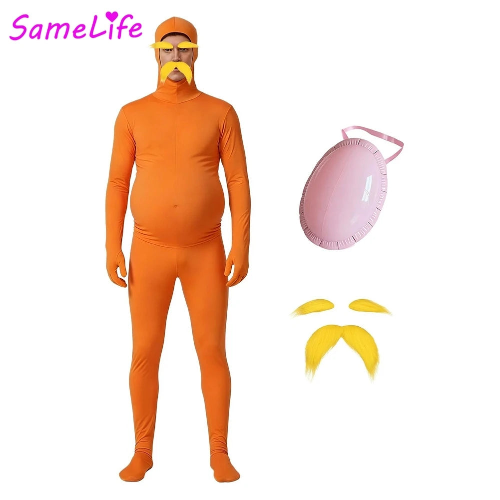 Orange Lorrax Cosplay Fantasy Clothing Seuss Cartoon Women Men Costume Disguise Halloween Male Roleplay Fantasia Party Outfits