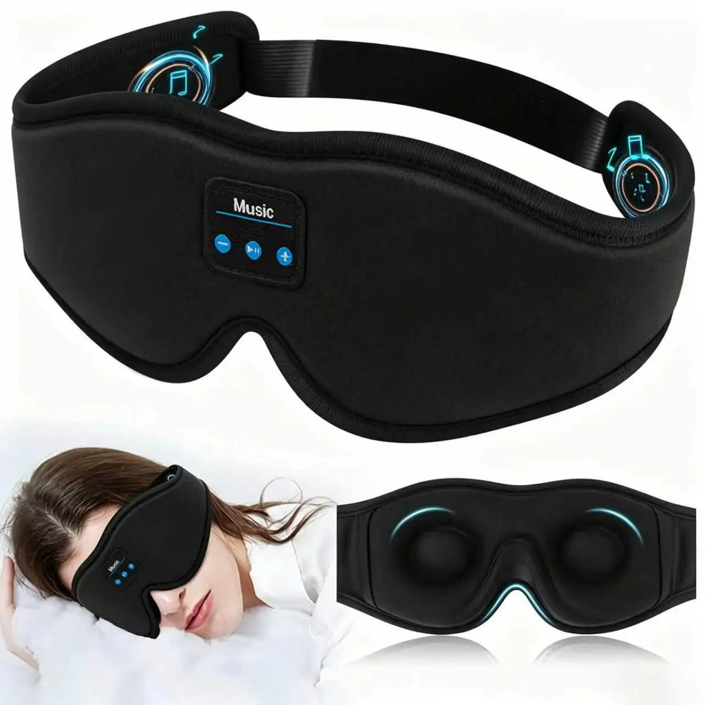 HTMCK Antifaz para Dormir Bluetooth 3D con Altavoz HD Incorporado - Antifaz para Dormir que reproduce música cómodos Auriculares para Dormir