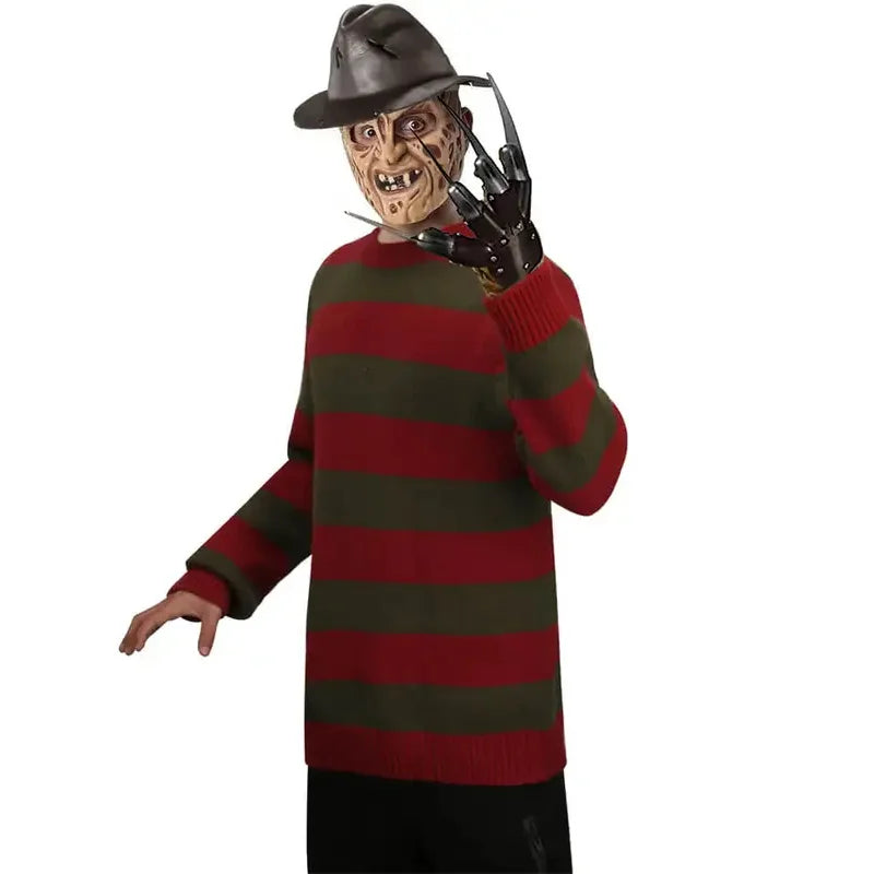 H * Takerlama Freddy disfraz de Halloween para adulto suéter rojo Krueger película de terror Fiesta Temática carnaval TopLO"