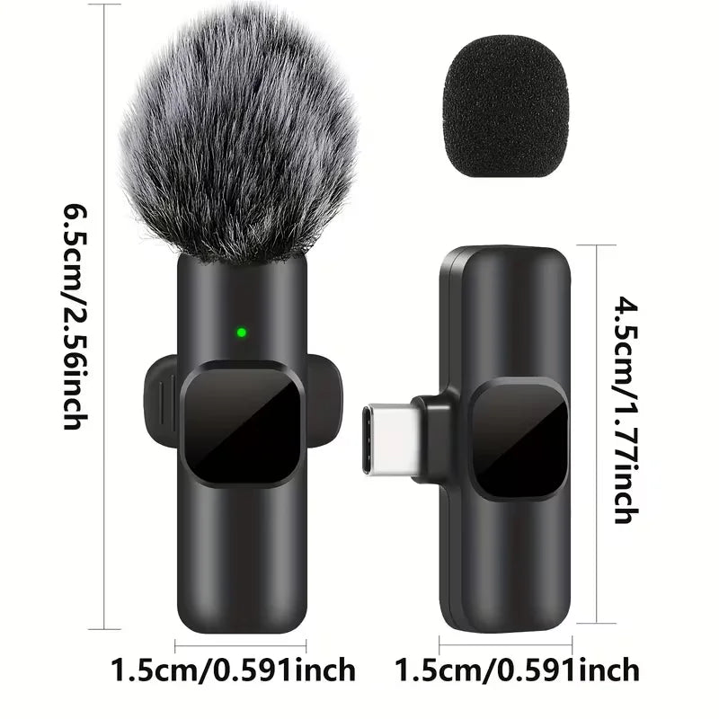 Micrófono Lavalier inalámbrico Mini USB-C micrófono para iPhone 15/16/17 Android transmisión en vivo entrevistas regalos de navidad
