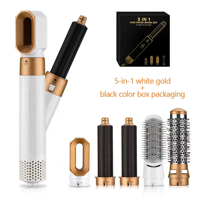 LUXLOCK 5-in-1 Hair Styling Kit Multi-Function Curling Iron Straightener Hot Air Brush Quick Styling Hair Care Beauty Tools