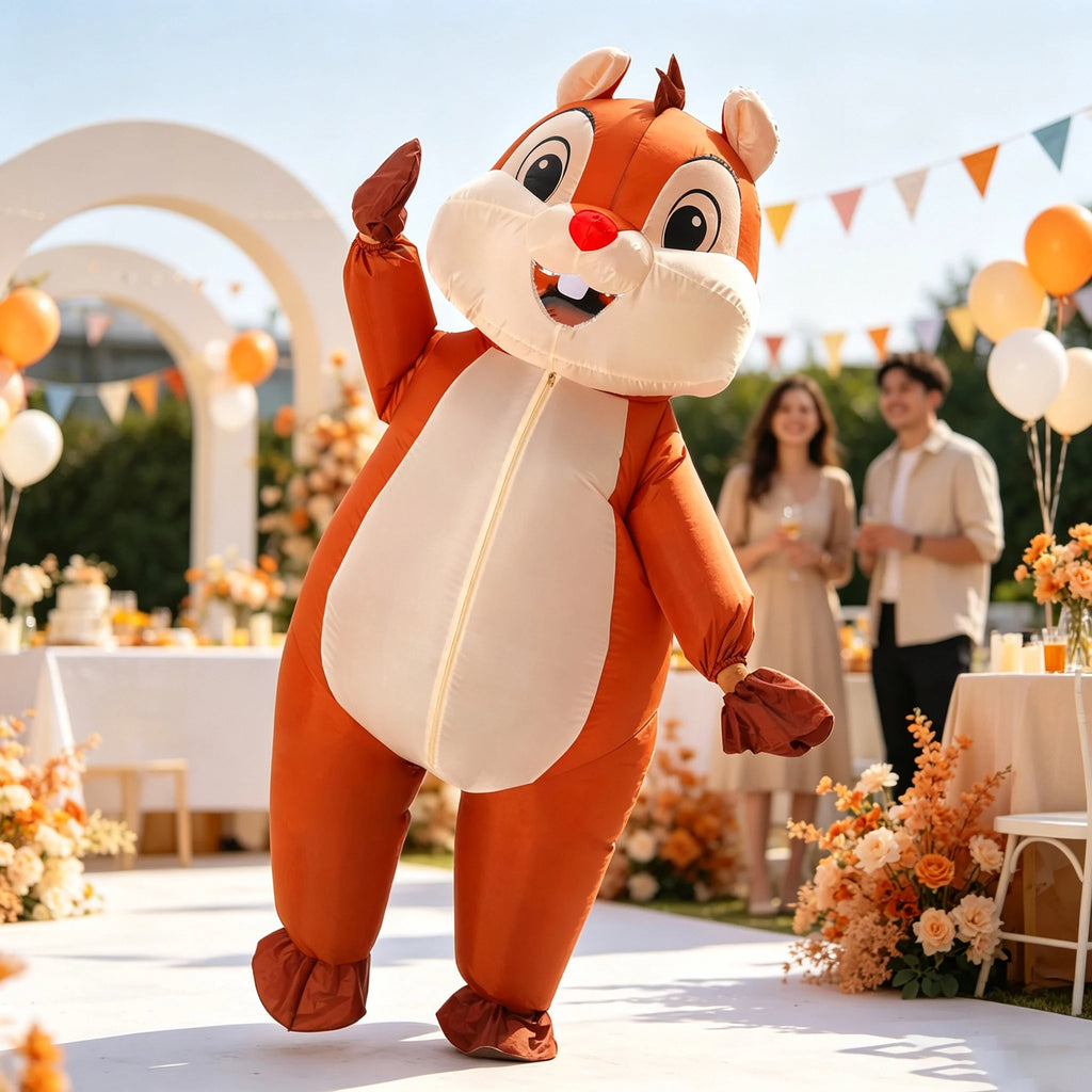 Inflatable Squirrel Costume for Adult Blow Up Costume Outfits Funny Animal Suit for Halloween Cosplay Props Outfit Suit