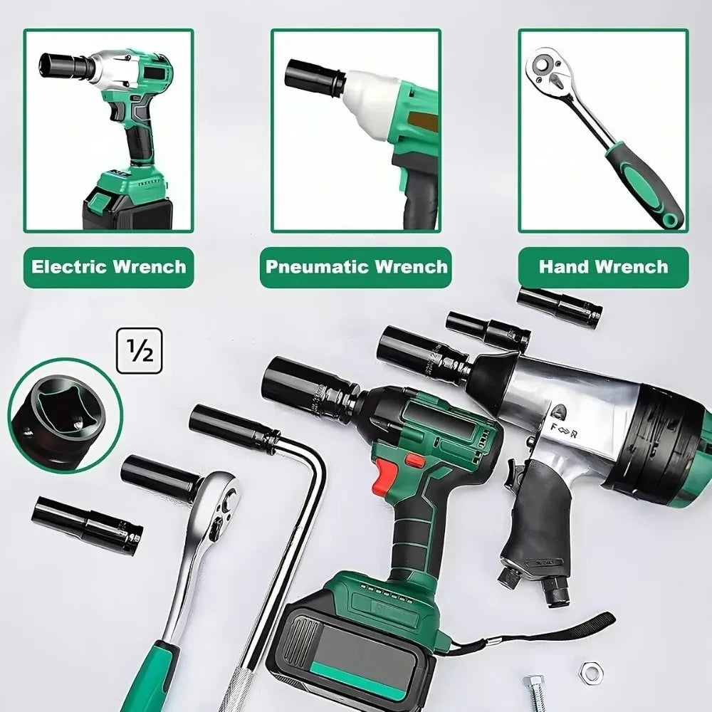 1/2" Drive Deep Impact Socket Drive Metric Wrench Socket Deep Impact Socket Pneumatic Wrench Head Tire Removal Tools