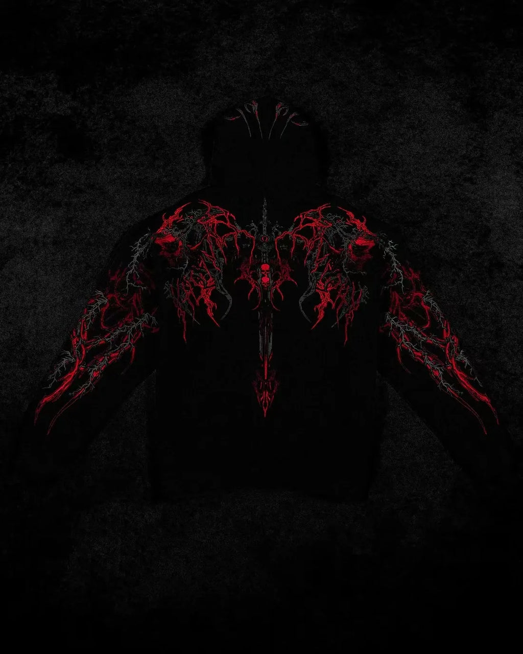2025New American Style Men's Hooded Sweatshirt Trendy Brand Dark Style Sports Fitness High Street Autumn Winter Men's Sweatshirt
