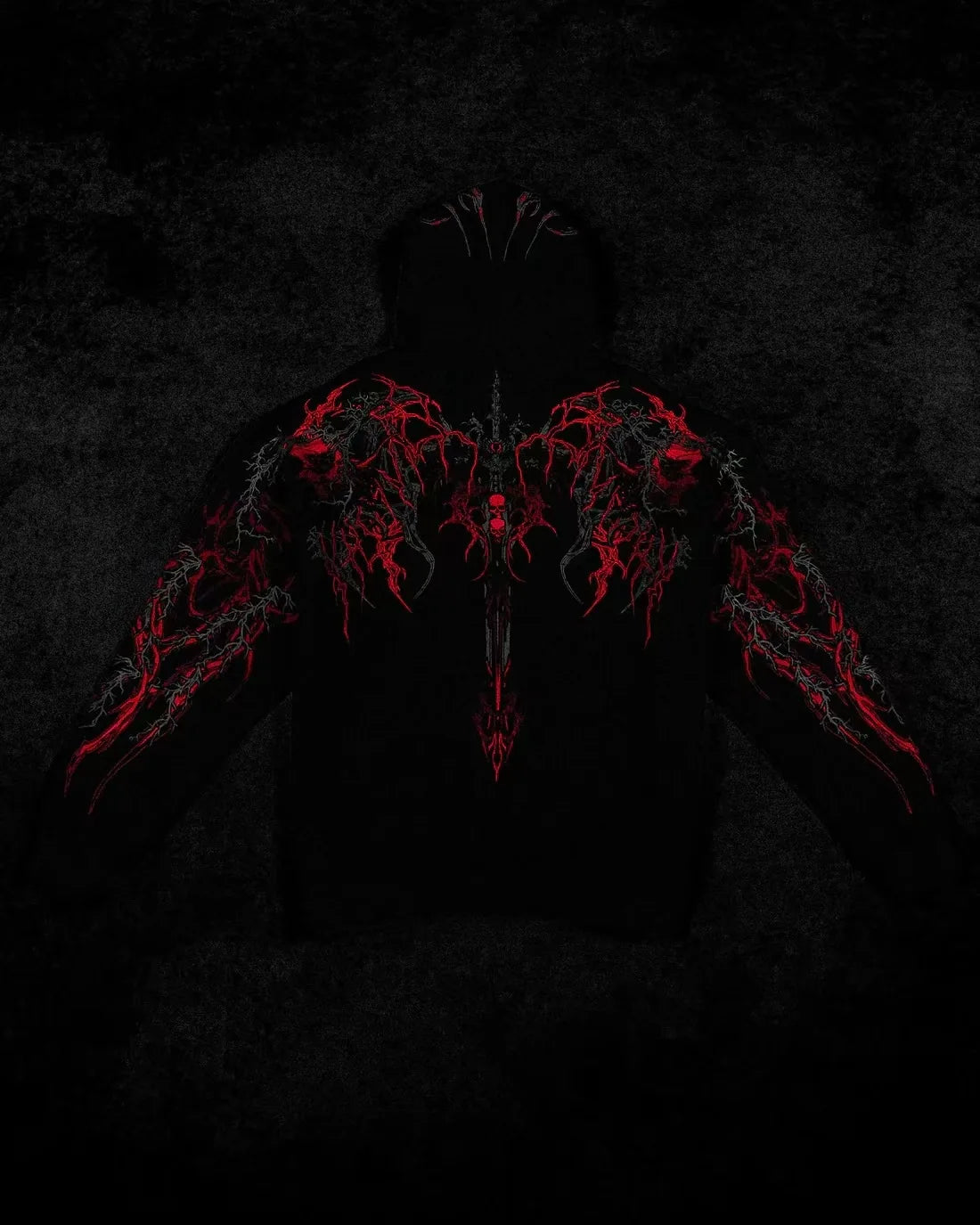 2025New American Style Men's Hooded Sweatshirt Trendy Brand Dark Style Sports Fitness High Street Autumn Winter Men's Sweatshirt