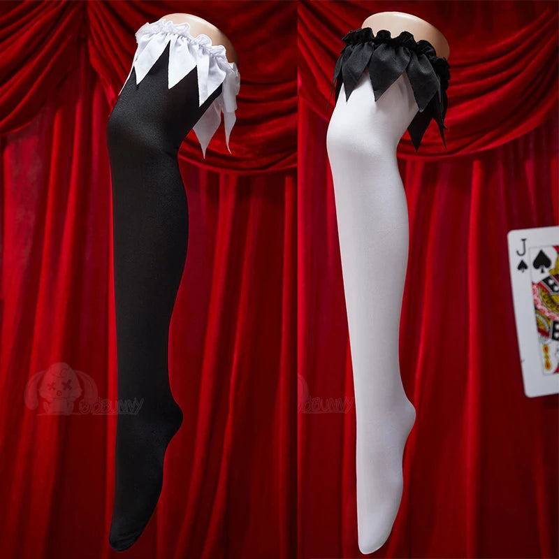 Art The Clown Cosplay Terrifier Cosplay Costumes Women Sexy Black White Dress Socks Gloves Suit Halloween Carnival Party Clothes