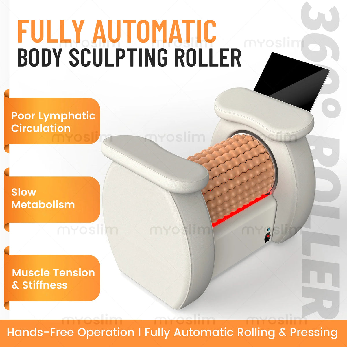 Rodillo automático para esculpir el cuerpo, dispositivo de drenaje linfático con luz roja, masaje para aliviar los músculos del cuerpo completo, 360 °