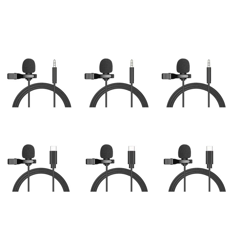 Mini micrófono Lavalier USB portátil de 1,5 m/3,5mm/tipo-c micrófono de solapa con Clip de Metal micrófono condensador para PC y portátil