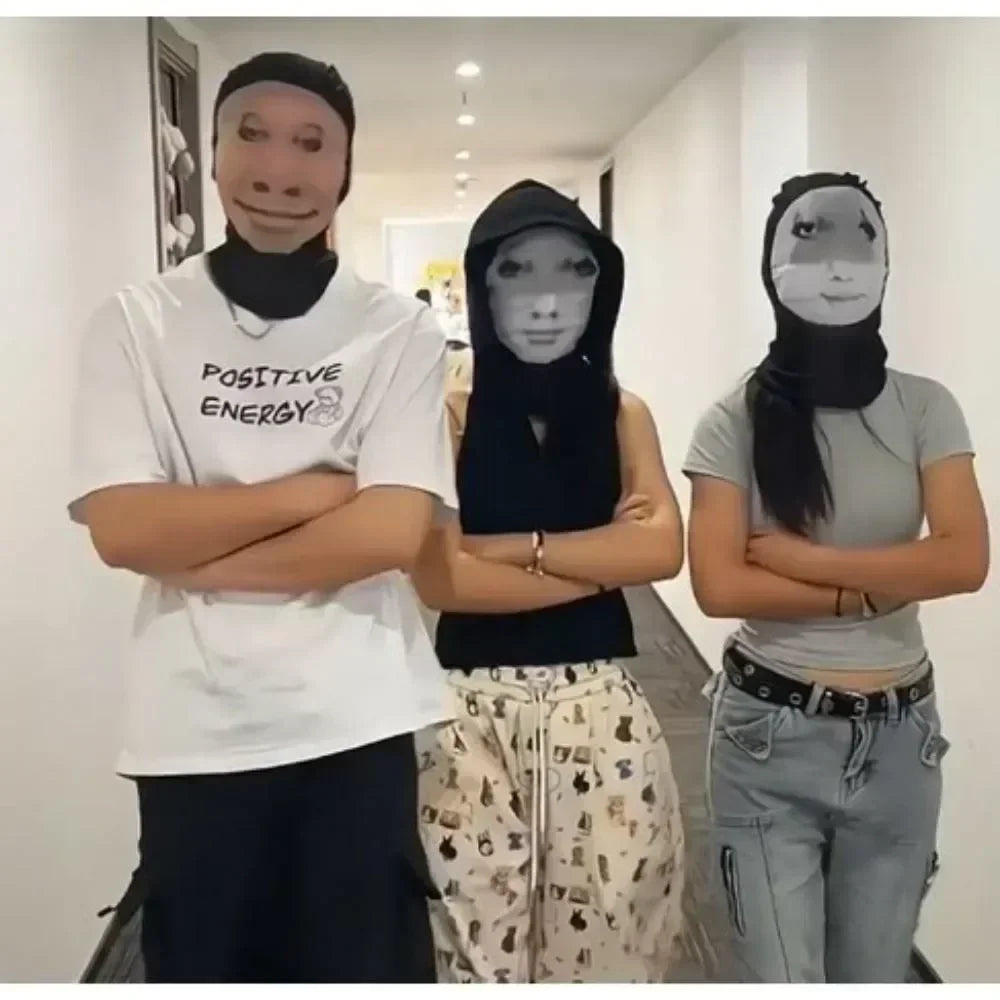 Divertida máscara facial completa con estampado 3D, máscaras faciales de celebridades, malla elástica, accesorios para fiesta de Halloween, pasamontañas, cubiertas para la cabeza